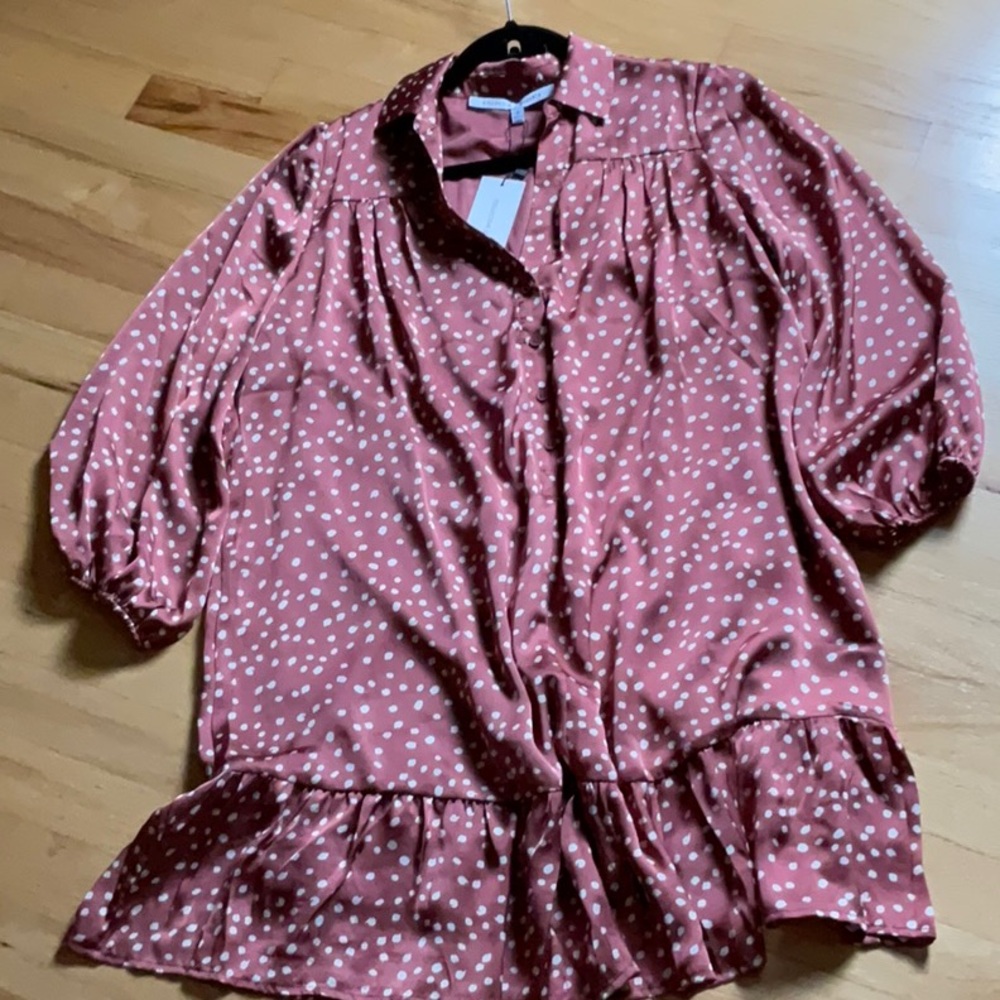 Rust Polka Dot Ruffle Dress - Picture 2 of 2